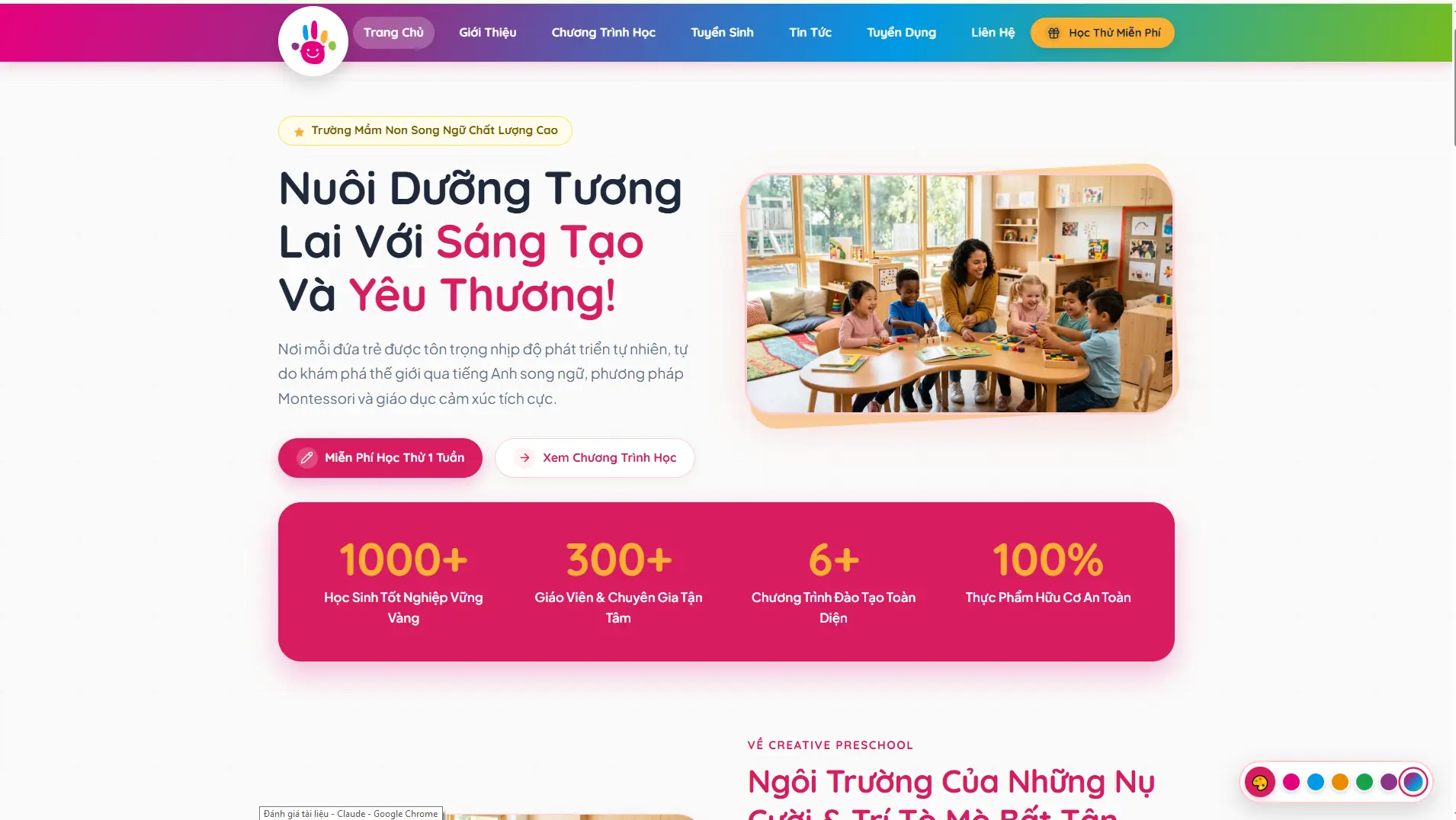 Website Trường Mầm Non Song Ngữ Mẫu | Có Tuyển Sinh, Song Ngữ VI-EN