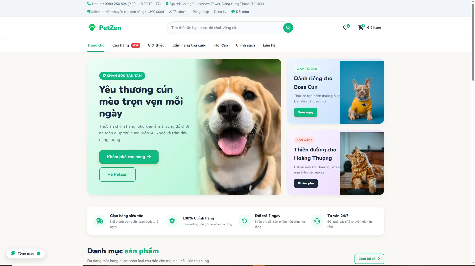Website Bán Hàng Thú Cưng Mẫu| Giao Diện Pet Shop Chuẩn SEO