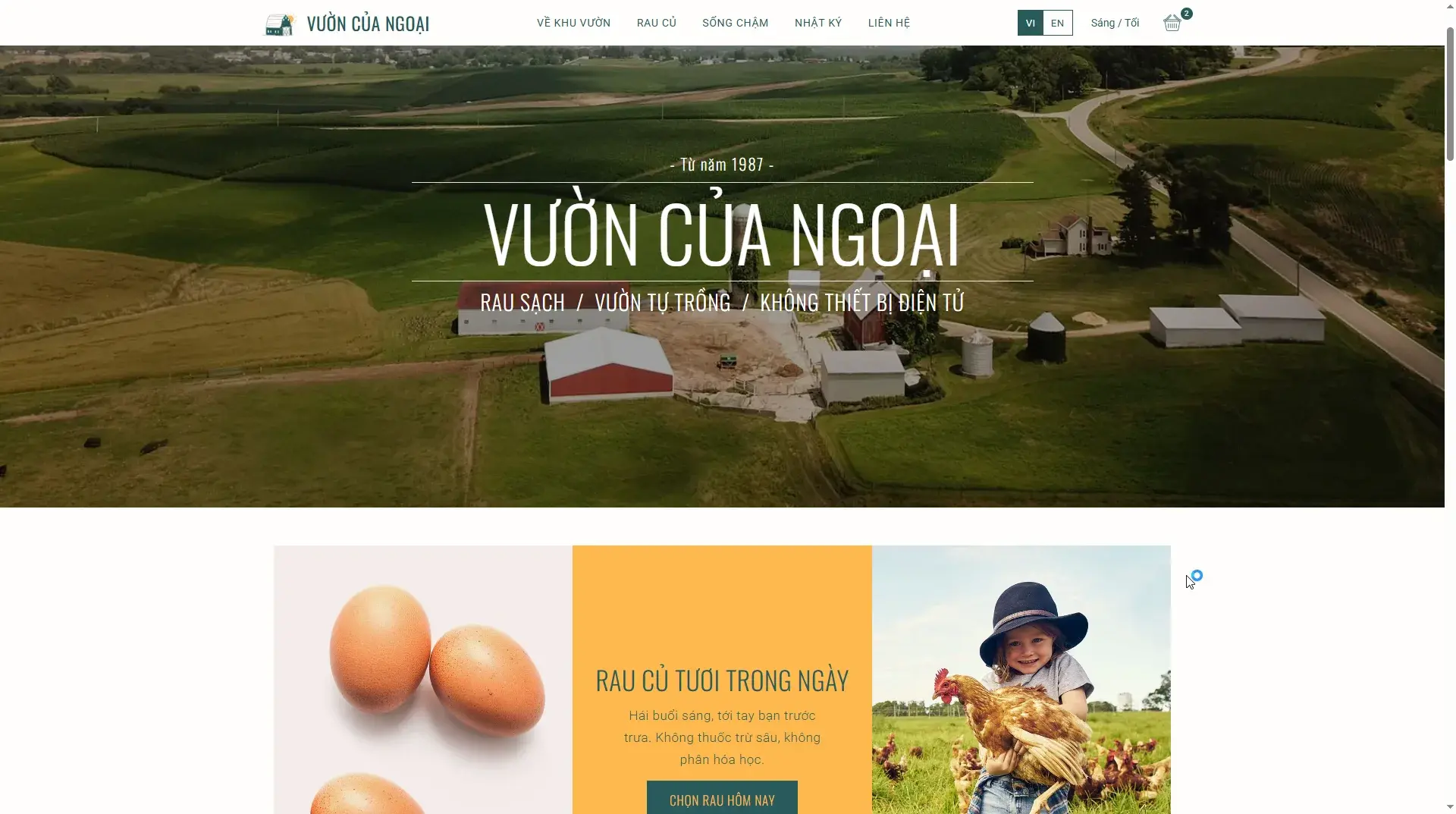 Web Nông Trại Rau Củ Sạch & Lối Sống Chậm