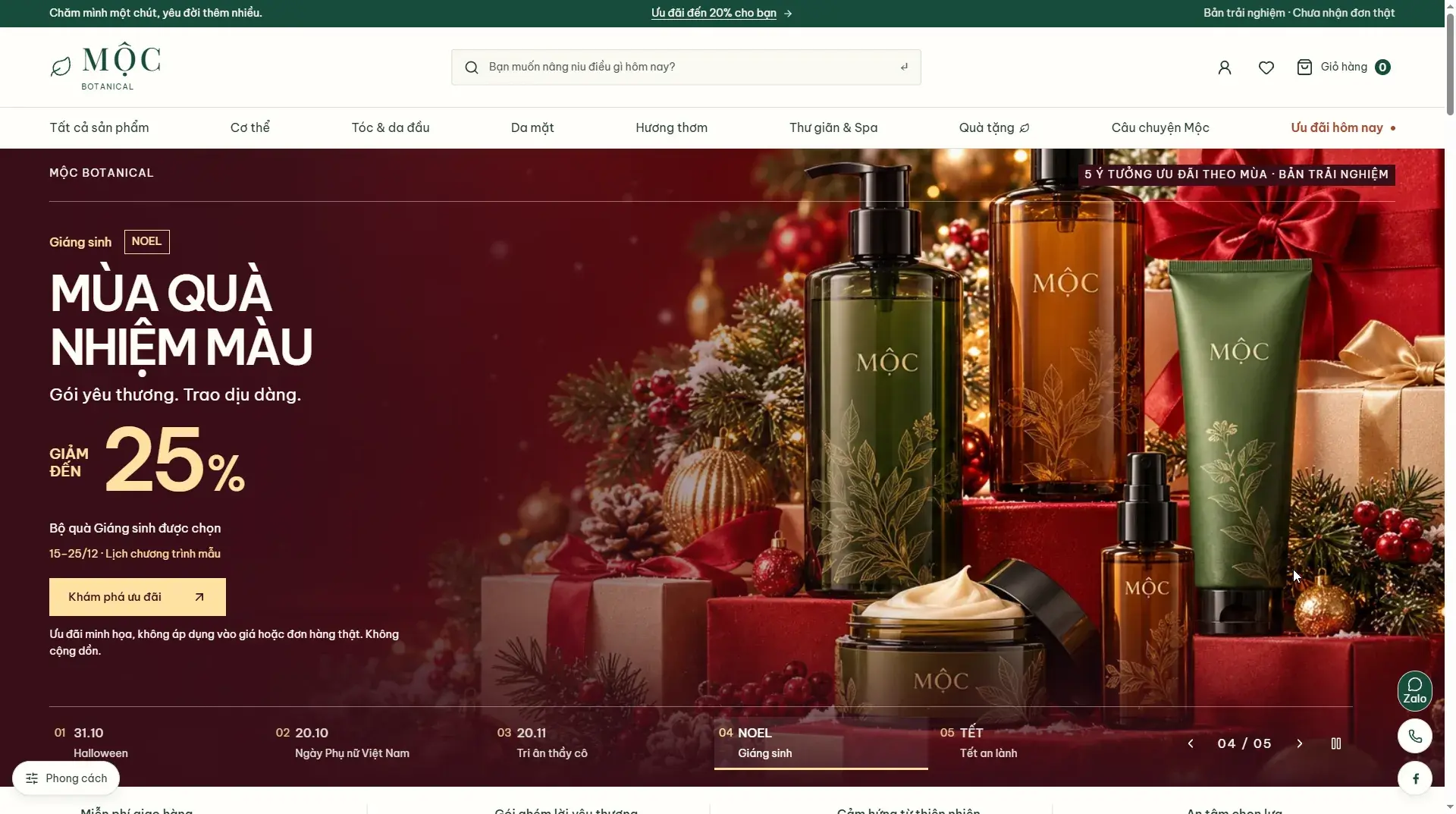 Web mỹ phẩm thiên nhiên Mộc Botanical