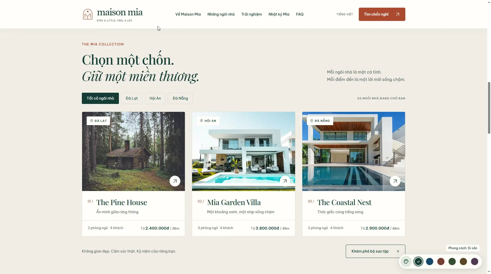 Web Homestay Nghỉ Dưỡng Maison Mia