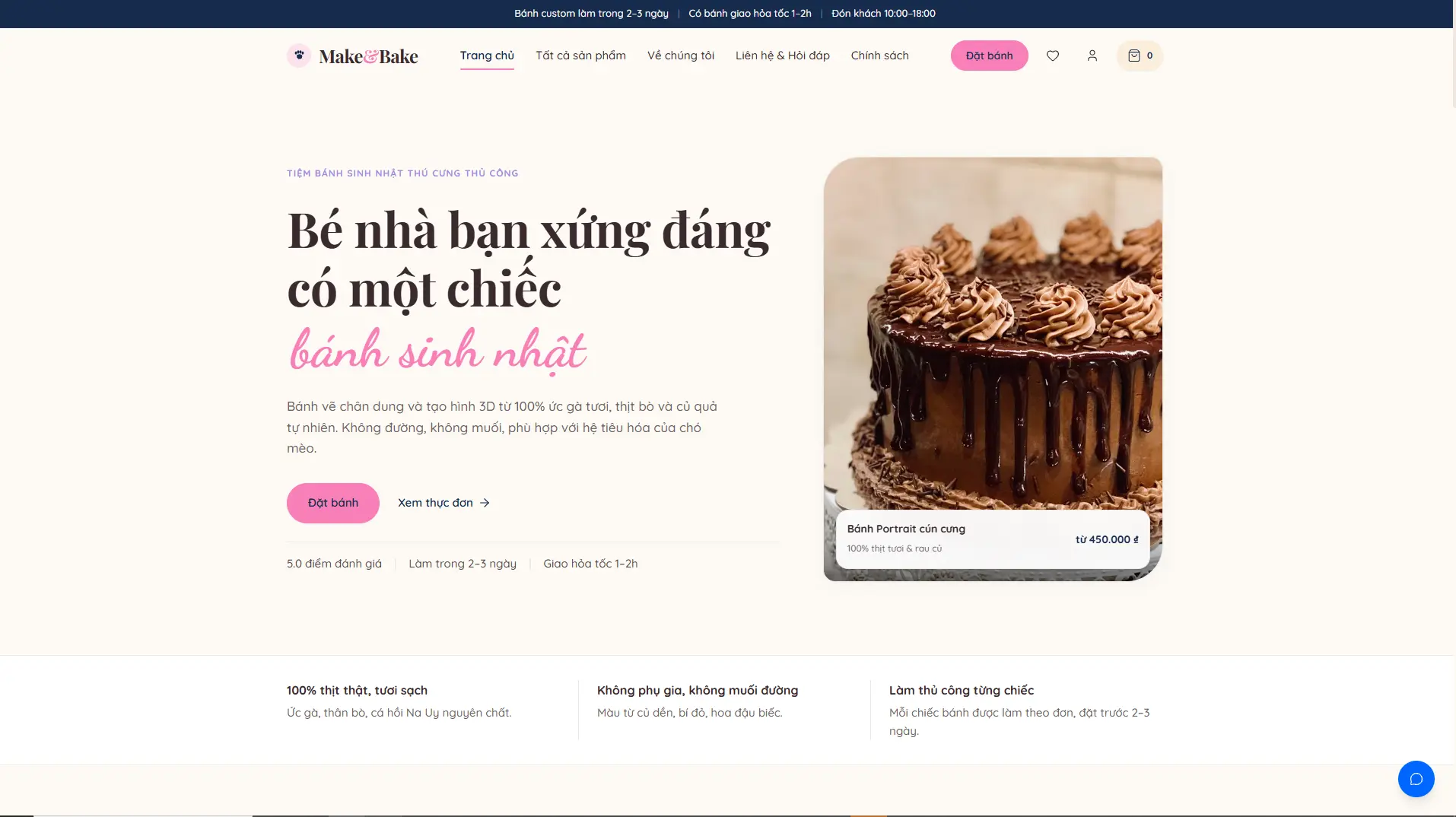 Website bán bánh handmade cho thú cưng