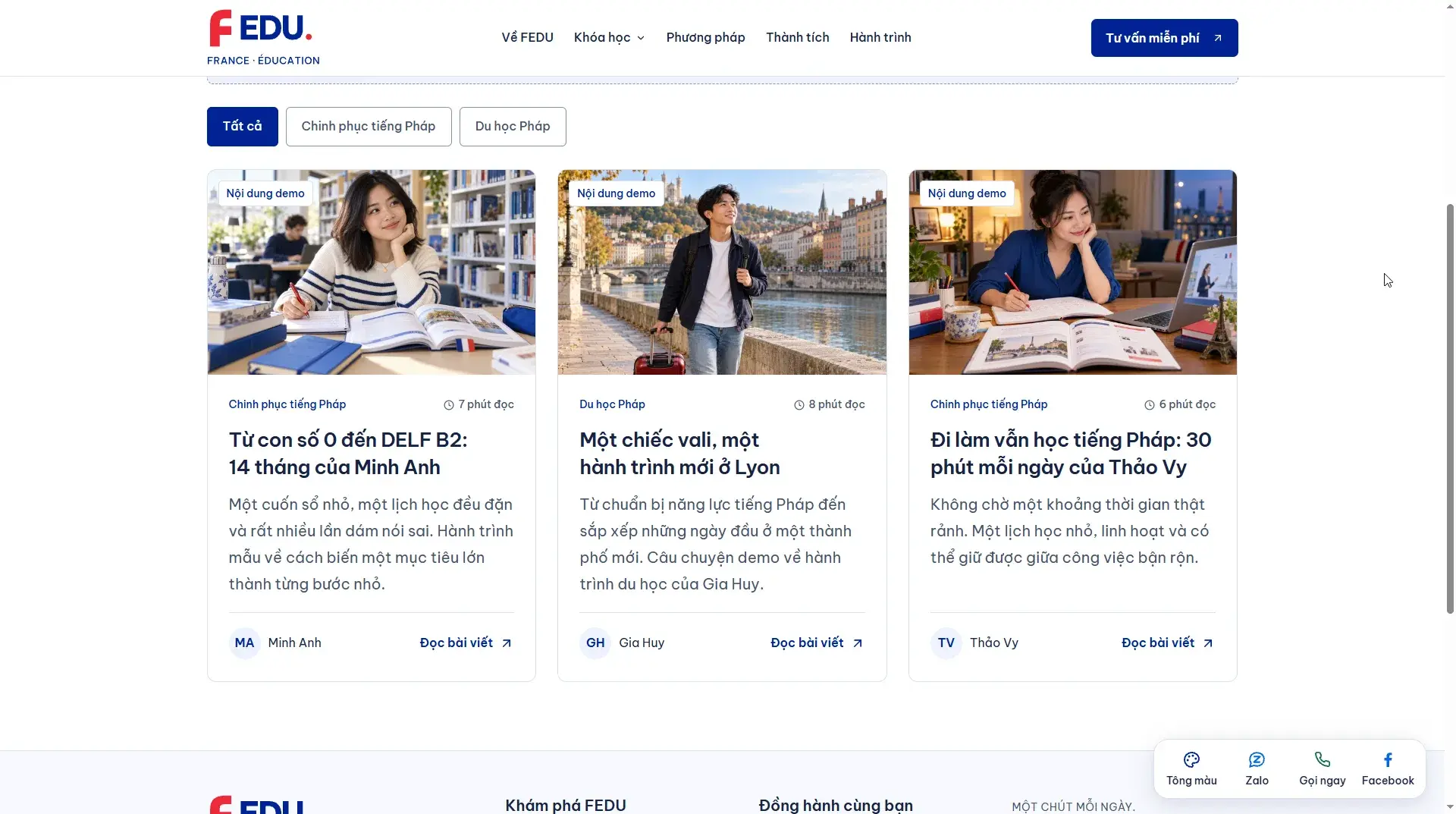 Web Trung tâm Tiếng Pháp FEDU