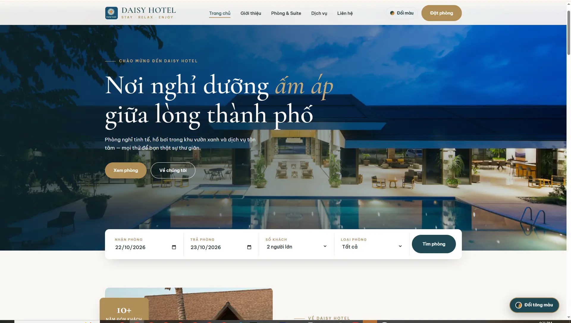 Mẫu Website Khách Sạn Chuyên Nghiệp – Giao Diện Daisy Hotel