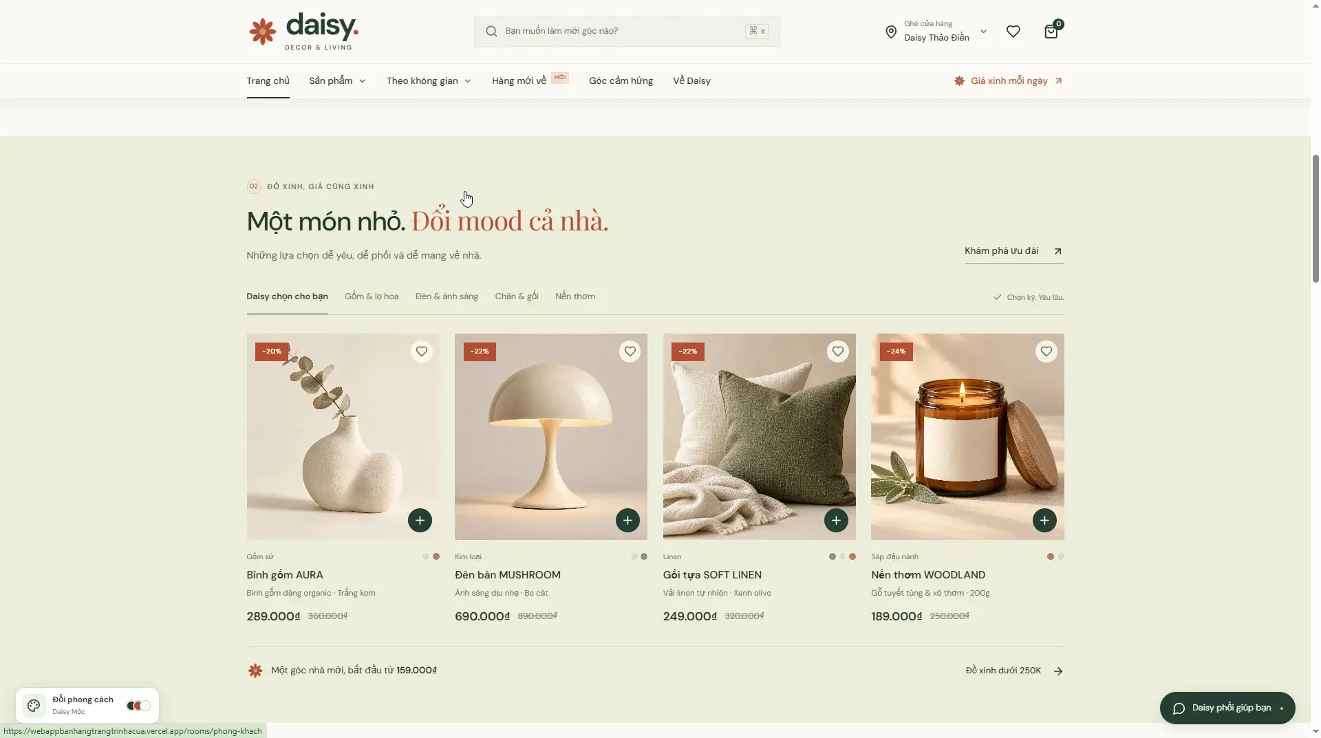 Web bán đồ decor Daisy Decor
